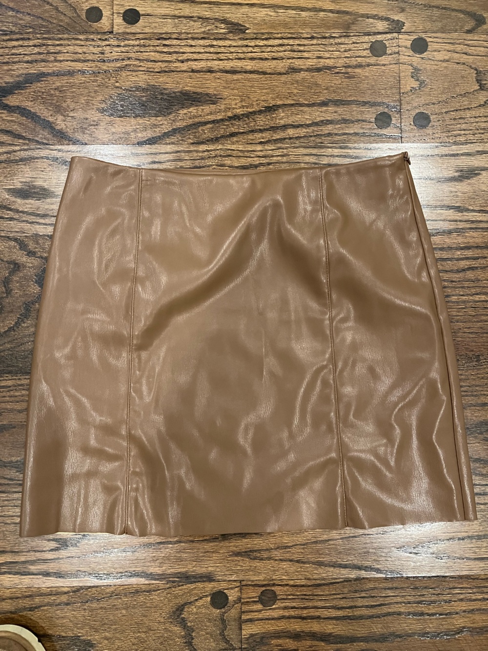 Topshop Faux Leather Pencil Skirt in Warm Tan